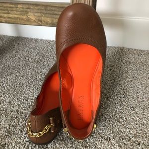 Ralph Lauren brown ballet flats with gold detail